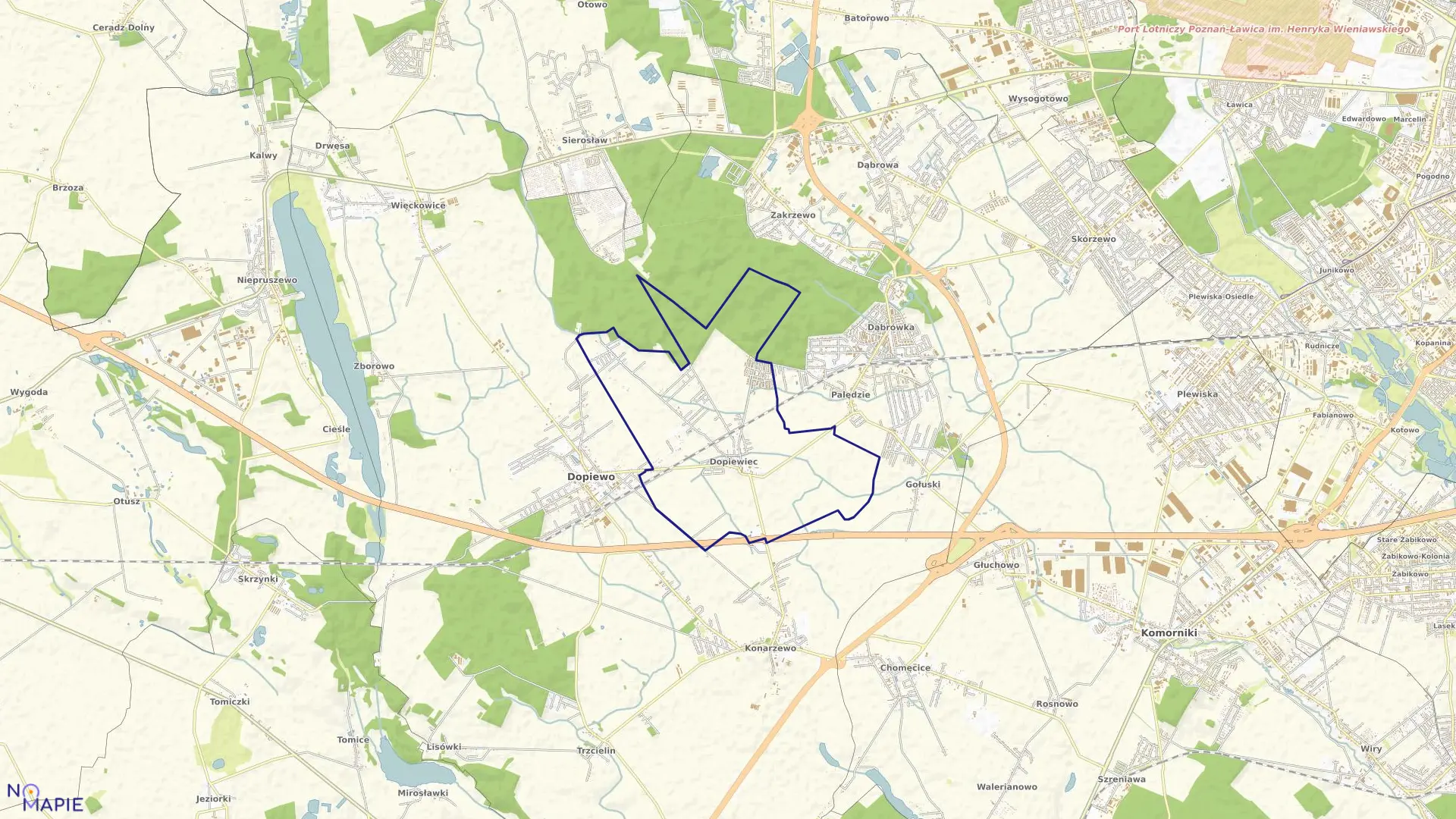 Mapa obrębu DOPIEWIEC w gminie Dopiewo
