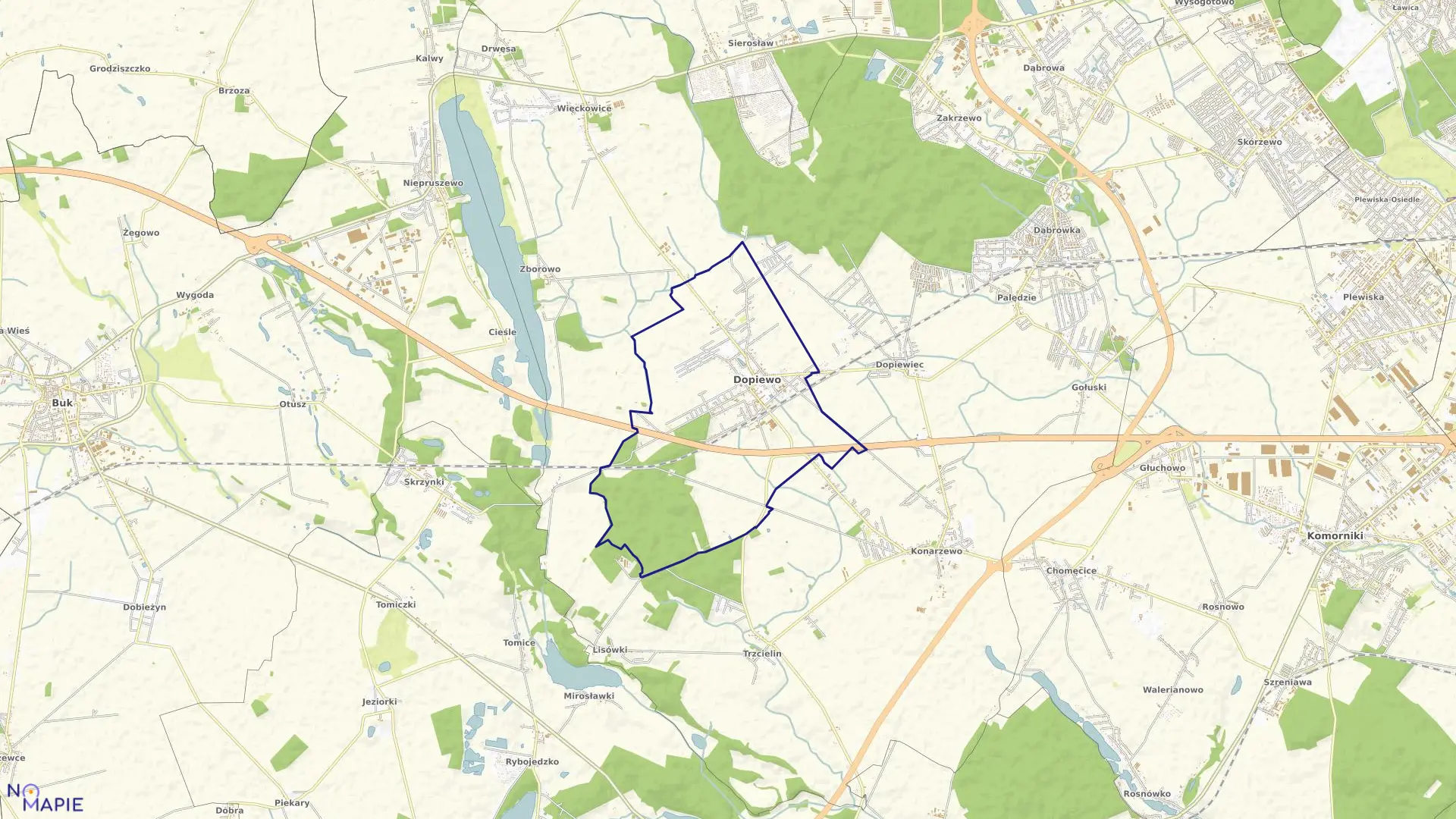 Mapa obrębu DOPIEWO w gminie Dopiewo