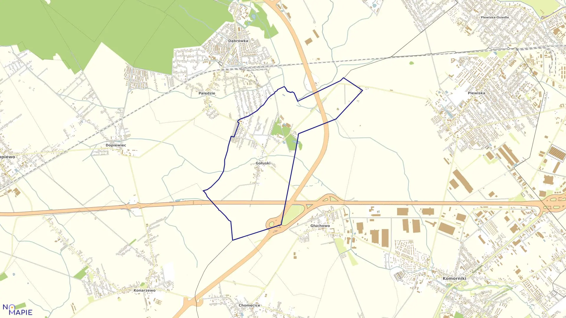 Mapa obrębu GOŁUSKI w gminie Dopiewo