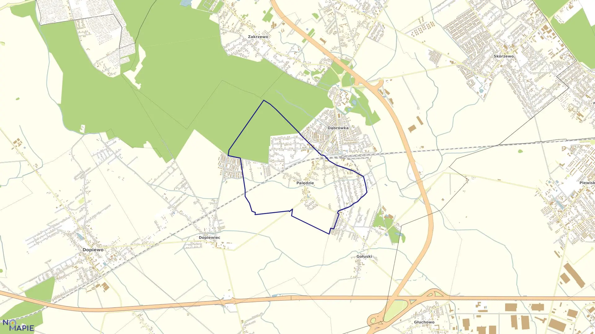Mapa obrębu PALĘDZIE w gminie Dopiewo