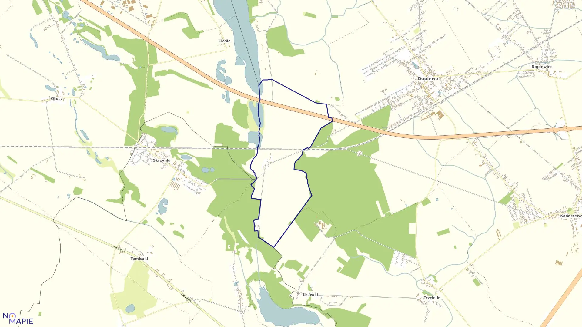 Mapa obrębu PODŁOZINY w gminie Dopiewo